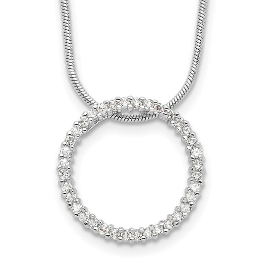 Fashion Kelly Waters Rhodium Plated Clear Cz Circle 18 Inch Necklace