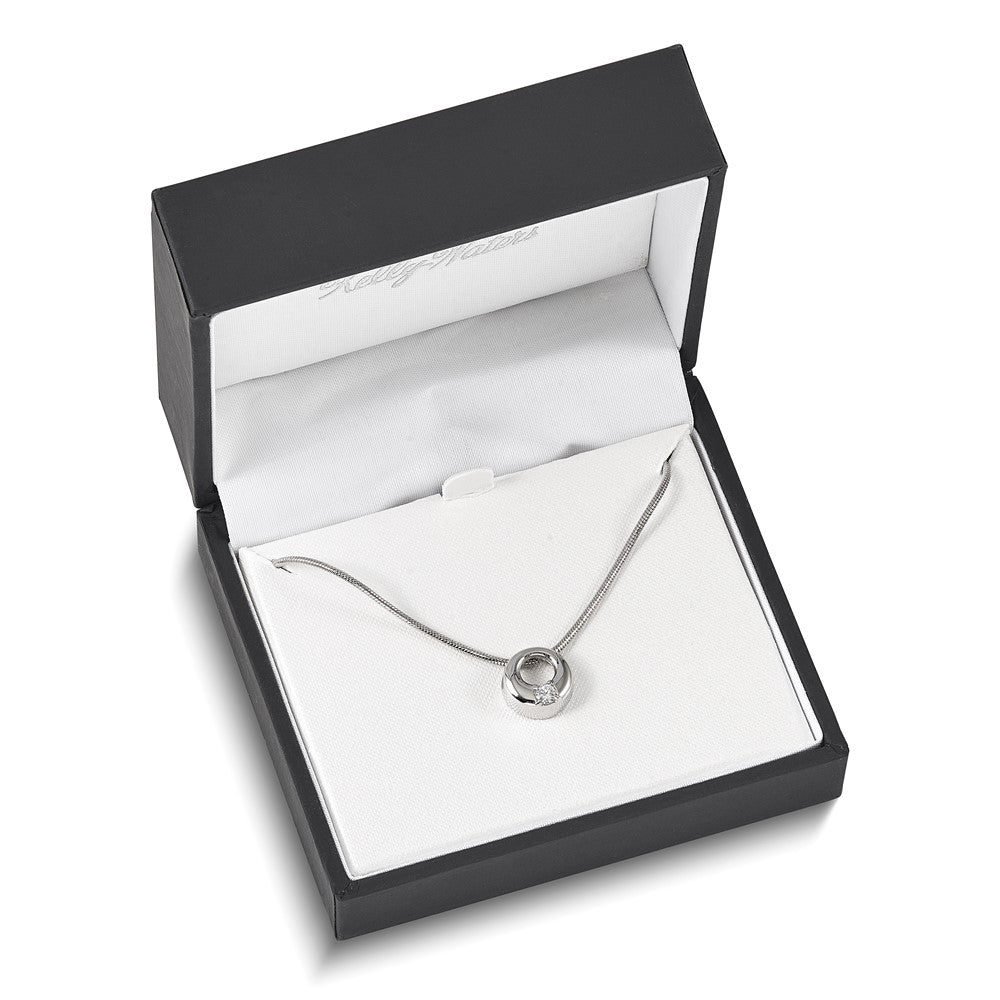 Fashion Kelly Waters Silver Tone Rhodium Plated Open Circle Cz Necklace