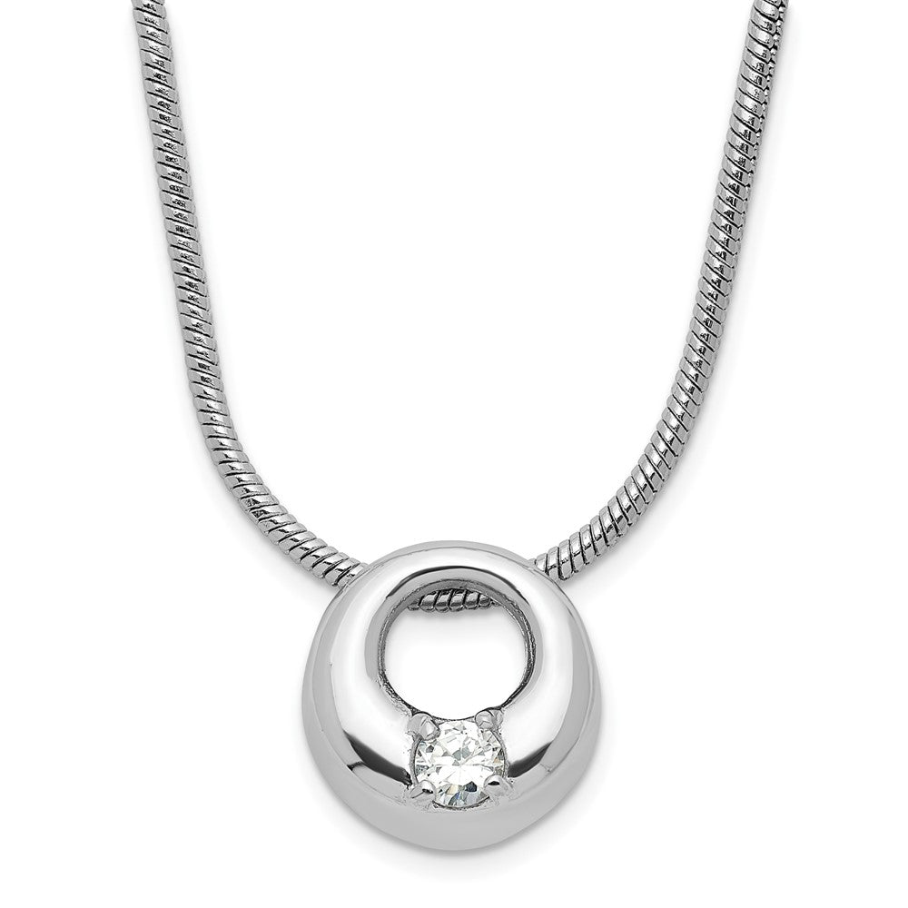 Fashion Kelly Waters Silver Tone Rhodium Plated Open Circle Cz Necklace