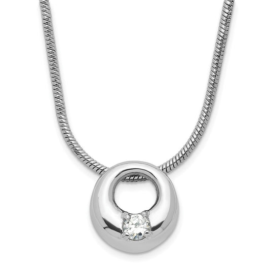 Fashion Kelly Waters Silver Tone Rhodium Plated Open Circle Cz Necklace