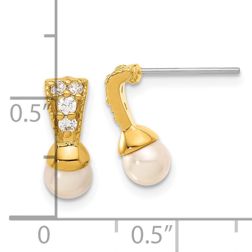 Fashion Gold Plated Kelly Waters White Simulated Pearl & Cz Earrings