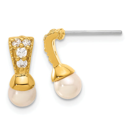 Fashion Gold Plated Kelly Waters White Simulated Pearl & Cz Earrings