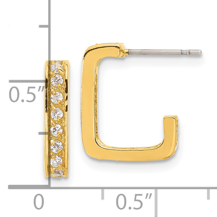 Fashion Gold Plated Kelly Waters Square Hoop Cz Earrings