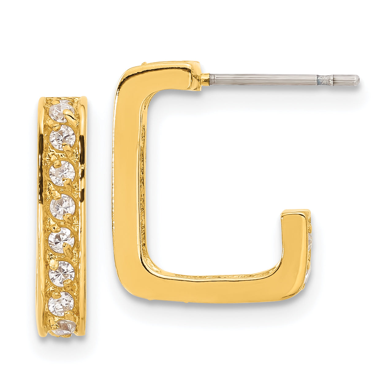 Fashion Gold Plated Kelly Waters Square Hoop Cz Earrings