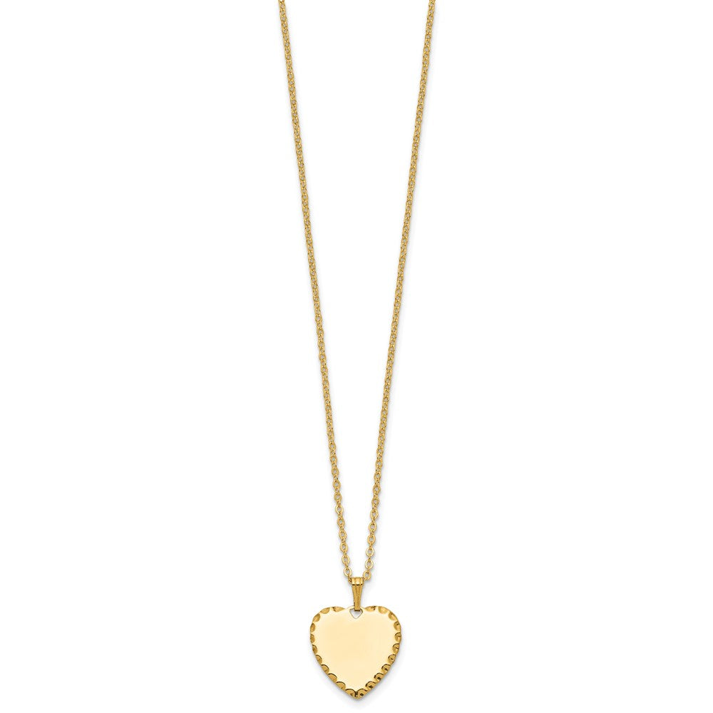 Fashion Kelly Waters Gold Plated Polished Engraveable Heart Disc 18 Inch Necklace