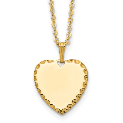 Fashion Kelly Waters Gold Plated Polished Engraveable Heart Disc 18 Inch Necklace