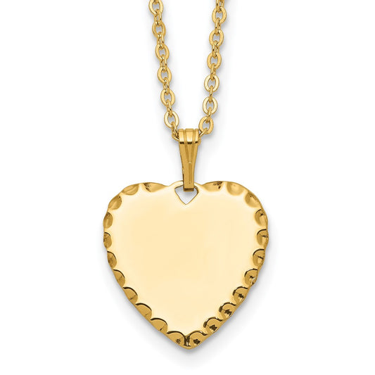 Fashion Kelly Waters Gold Plated Polished Engraveable Heart Disc 18 Inch Necklace