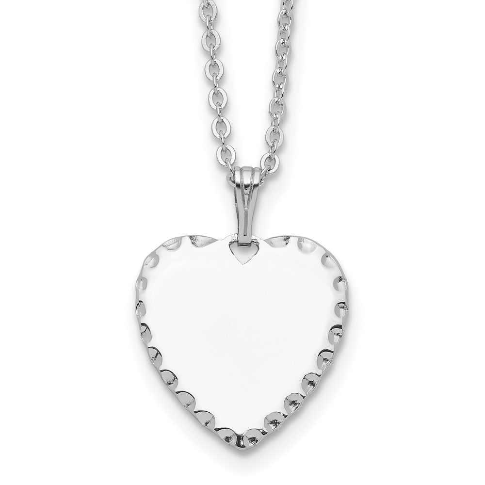 Fashion Kelly Waters Rhodium Plated Polished Engraveable Heart Disc 18 Inch Necklace