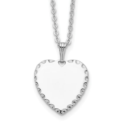 Fashion Kelly Waters Rhodium Plated Polished Engraveable Heart Disc 18 Inch Necklace