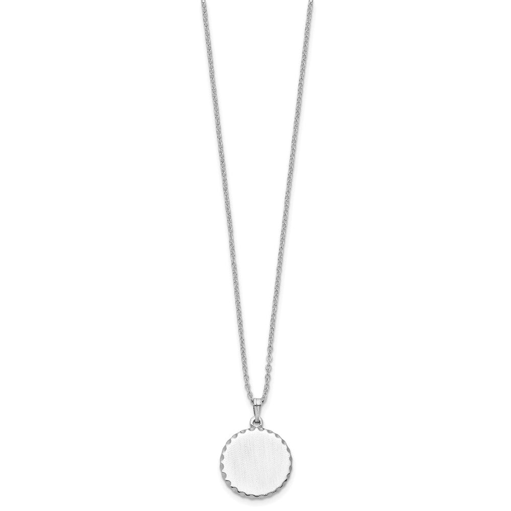 Fashion Kelly Waters Rhodium Plated Satin Round Engraveable Disc 18 Inch Necklace