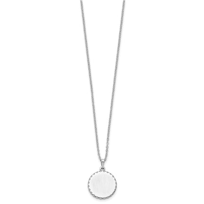 Fashion Kelly Waters Rhodium Plated Satin Round Engraveable Disc 18 Inch Necklace