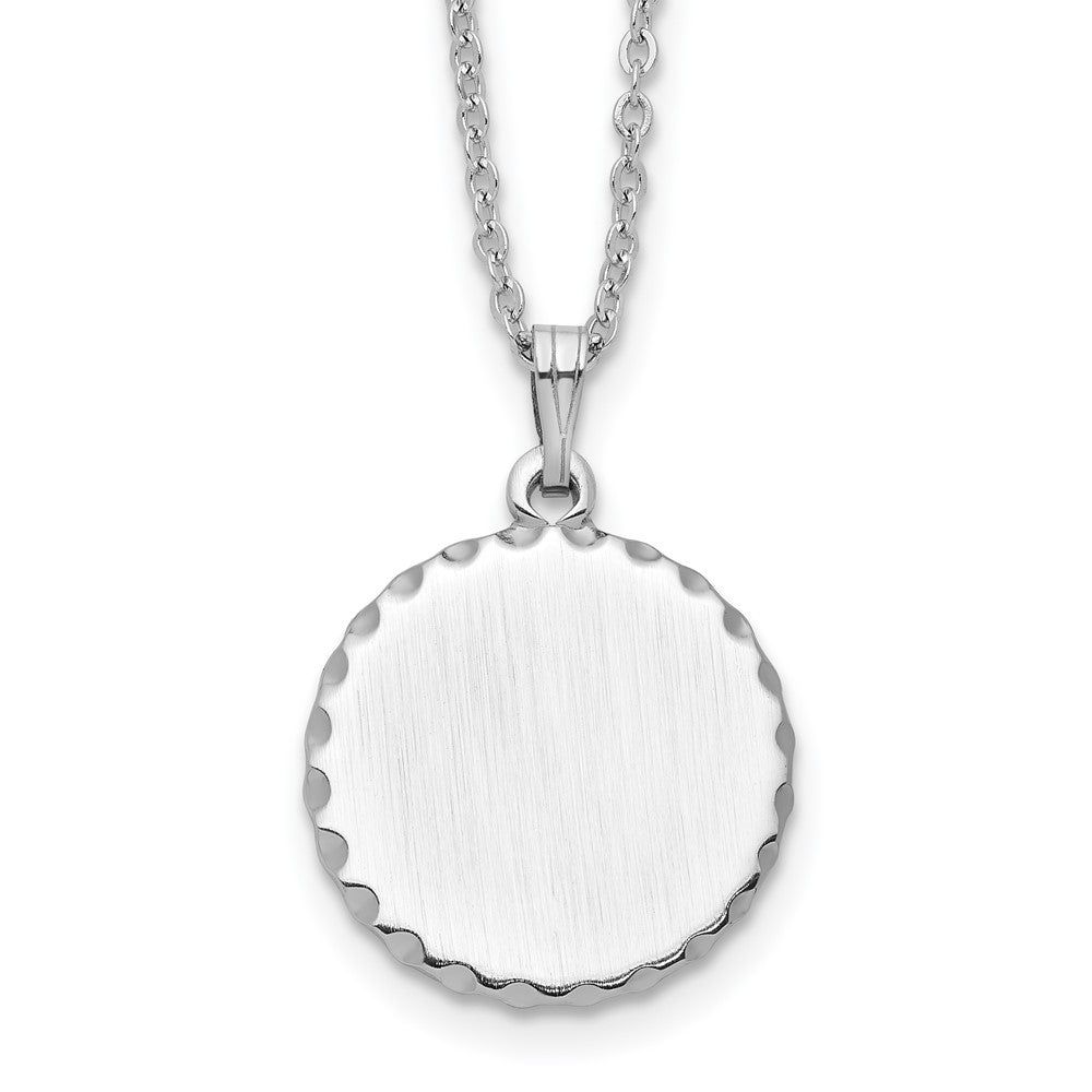 Fashion Kelly Waters Rhodium Plated Satin Round Engraveable Disc 18 Inch Necklace