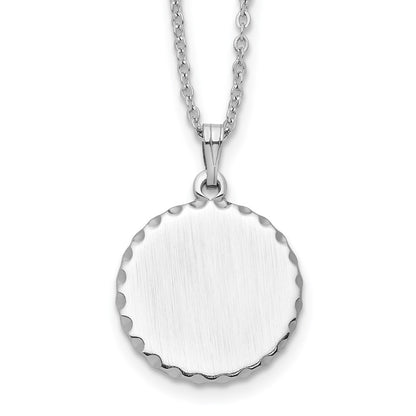 Fashion Kelly Waters Rhodium Plated Satin Round Engraveable Disc 18 Inch Necklace