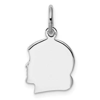 Fashion Kelly Waters Rhodium Plated Small Engraveable Girl Head Charm