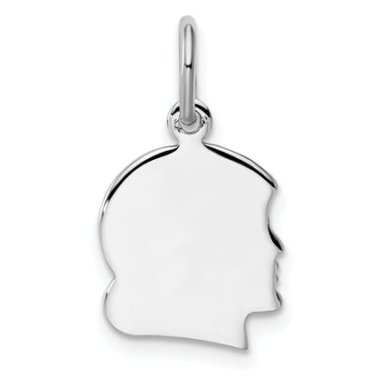 Fashion Kelly Waters Rhodium Plated Small Engraveable Girl Head Charm