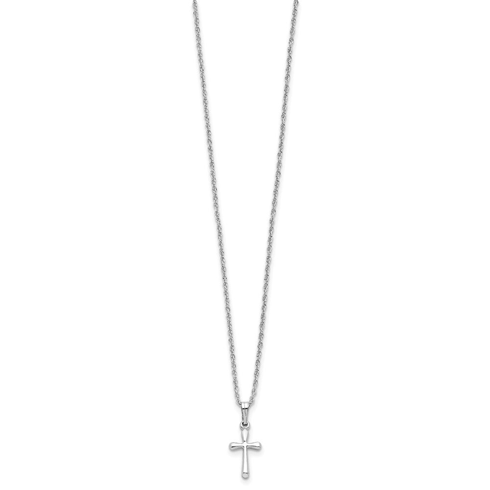 Fashion Kelly Waters Rhodium Plated Small Polished Rounded Cross 18 Inch Necklace
