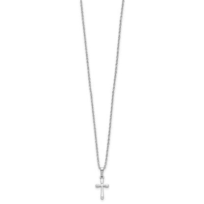 Fashion Kelly Waters Rhodium Plated Small Polished Rounded Cross 18 Inch Necklace