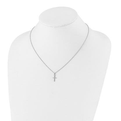 Fashion Kelly Waters Rhodium Plated Small Polished Rounded Cross 18 Inch Necklace