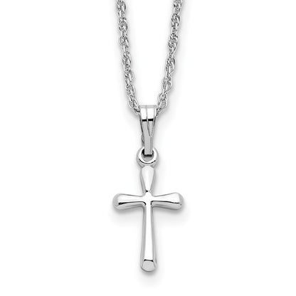 Fashion Kelly Waters Rhodium Plated Small Polished Rounded Cross 18 Inch Necklace