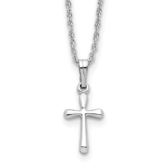 Fashion Kelly Waters Rhodium Plated Small Polished Rounded Cross 18 Inch Necklace