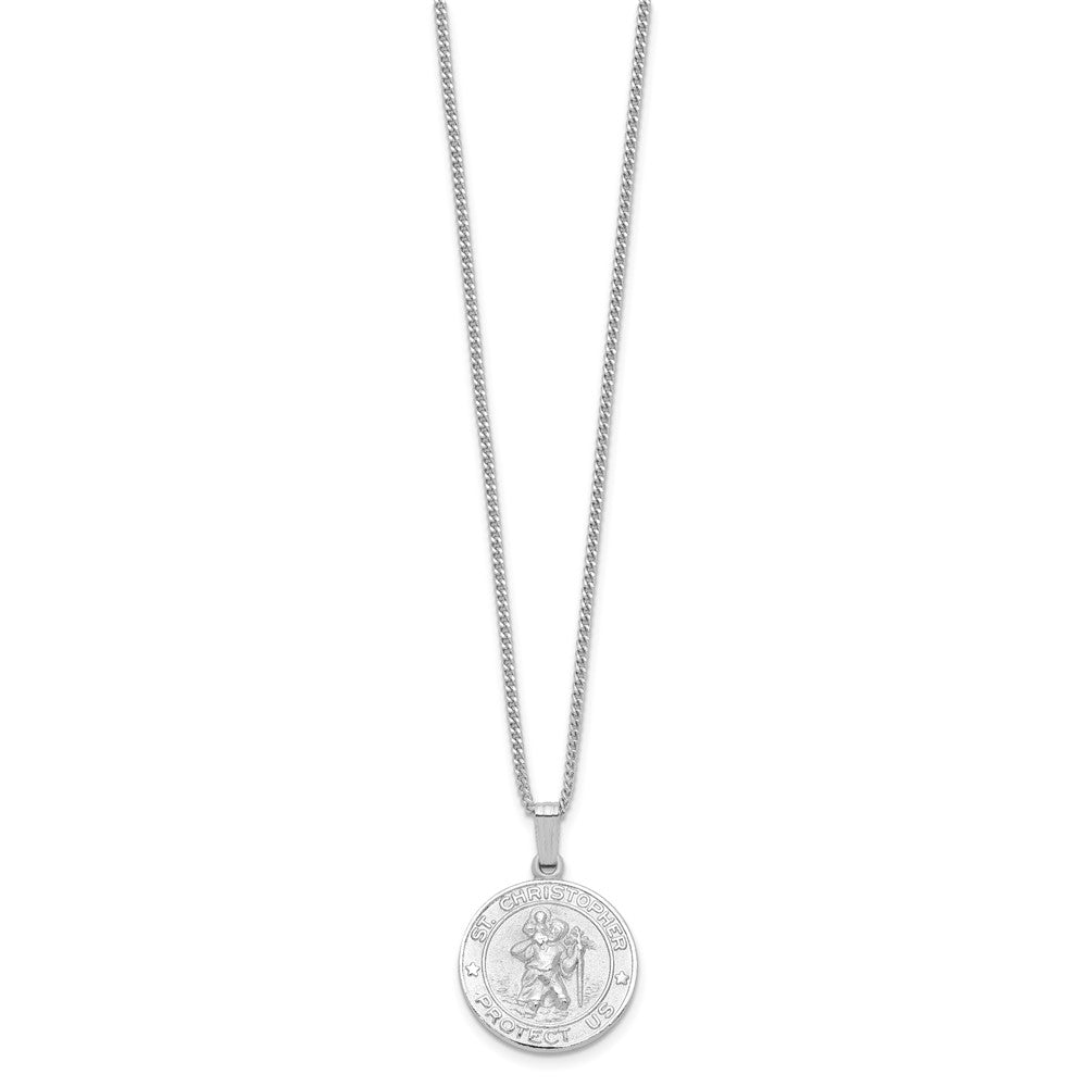 Fashion Kelly Waters Rhodium Plated St. Christopher Medal 24 Inch Necklace
