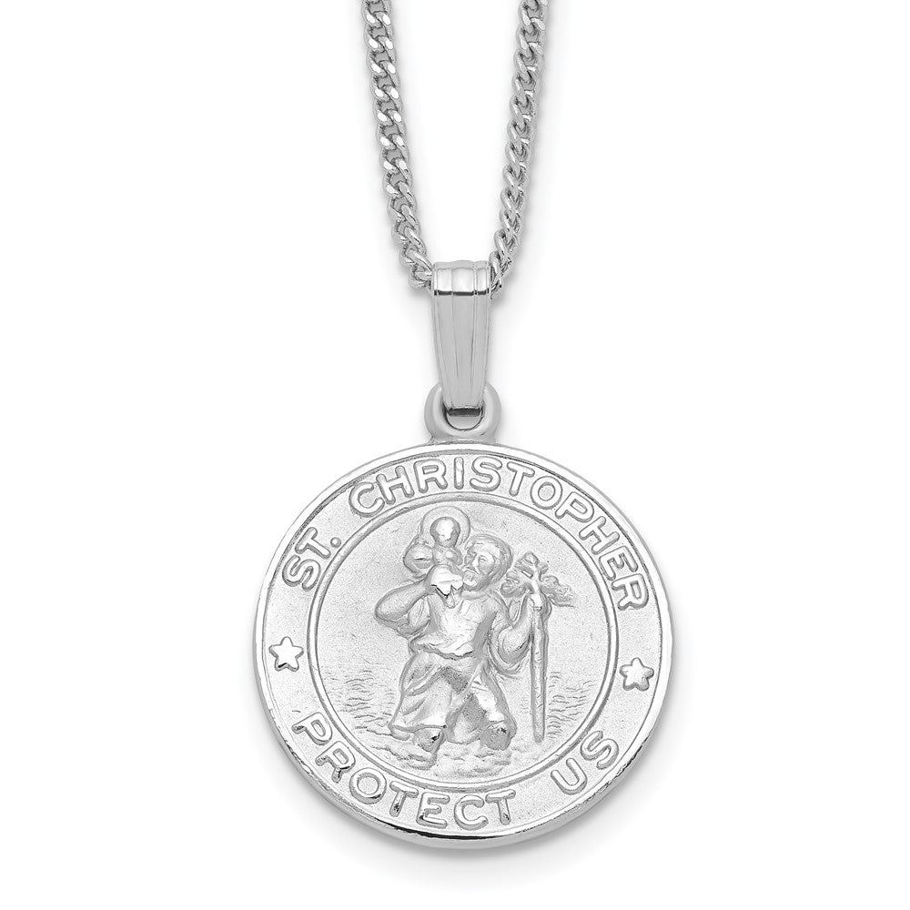 Fashion Kelly Waters Rhodium Plated St. Christopher Medal 24 Inch Necklace