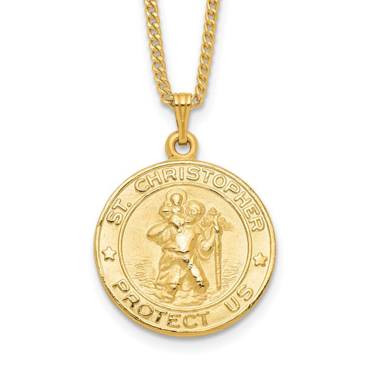 Fashion Kelly Waters Gold Plated St. Christopher Medal 24 Inch Necklace
