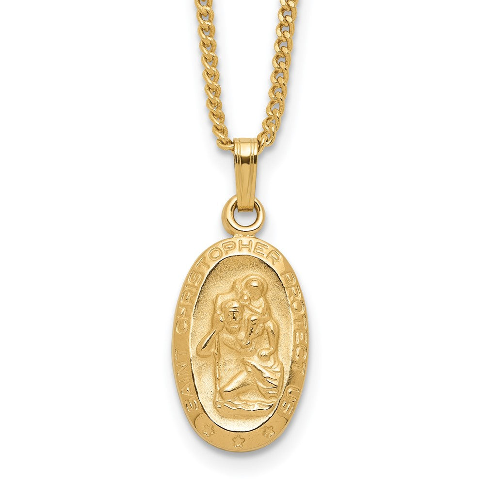 Fashion Kelly Waters Gold Plated Oval St. Christopher Medal 18 Inch Necklace