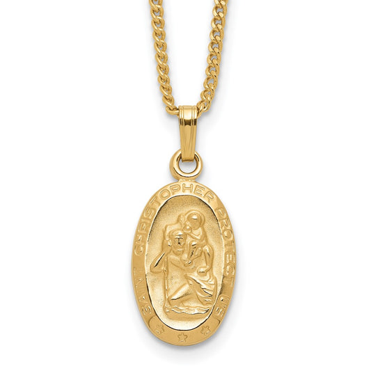 Fashion Kelly Waters Gold Plated Oval St. Christopher Medal 18 Inch Necklace