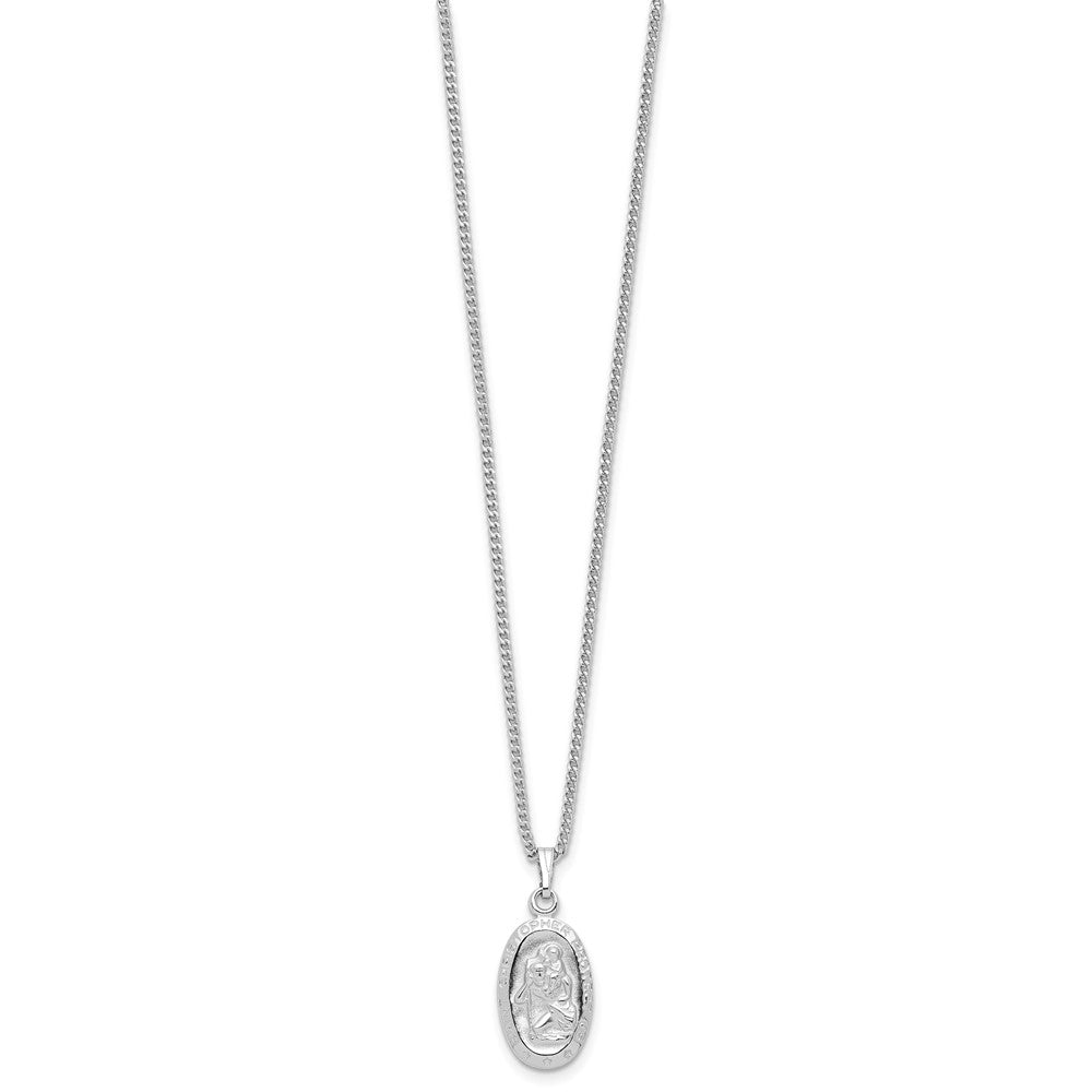 Fashion Kelly Waters Rhodium Plated Oval St. Christopher Medal 18 Inch Necklace