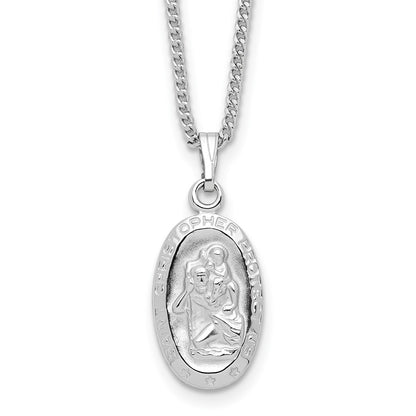 Fashion Kelly Waters Rhodium Plated Oval St. Christopher Medal 18 Inch Necklace