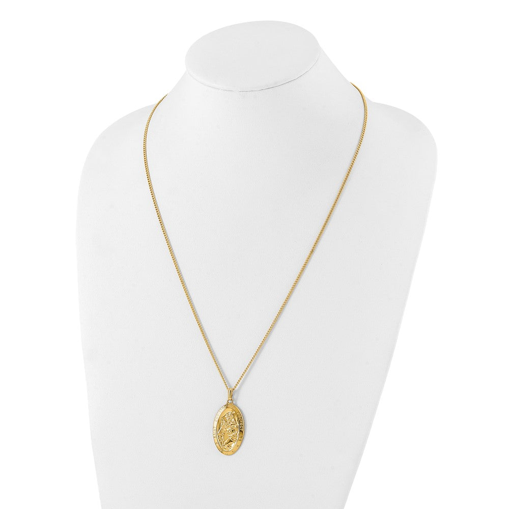 Fashion Kelly Waters Gold Plated Large Oval St. Christopher Medal 24 Inch Necklace