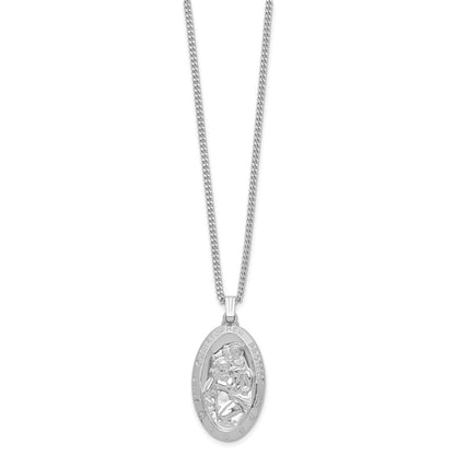 Fashion Kelly Waters Rhodium Plated Large Oval St. Christopher Medal 24In Necklace