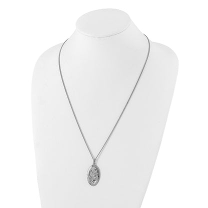 Fashion Kelly Waters Rhodium Plated Large Oval St. Christopher Medal 24In Necklace