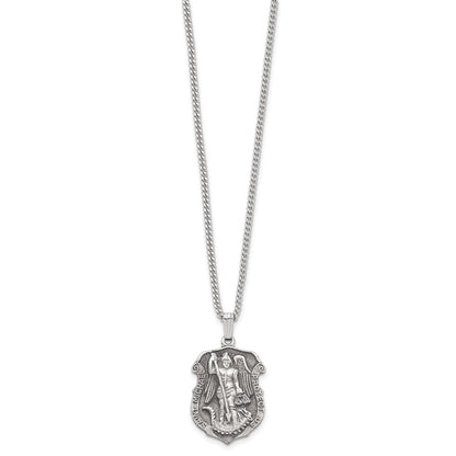 Fashion Kelly Waters Antiqued Rhodium Plated St. Michael Medal 24 Inch Necklace