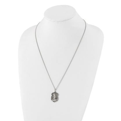 Fashion Kelly Waters Antiqued Rhodium Plated St. Michael Medal 24 Inch Necklace