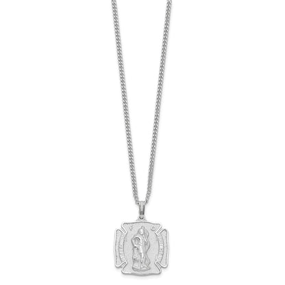 Fashion Kelly Waters Rhodium Plated St. Florian Medal 24 Inch Necklace
