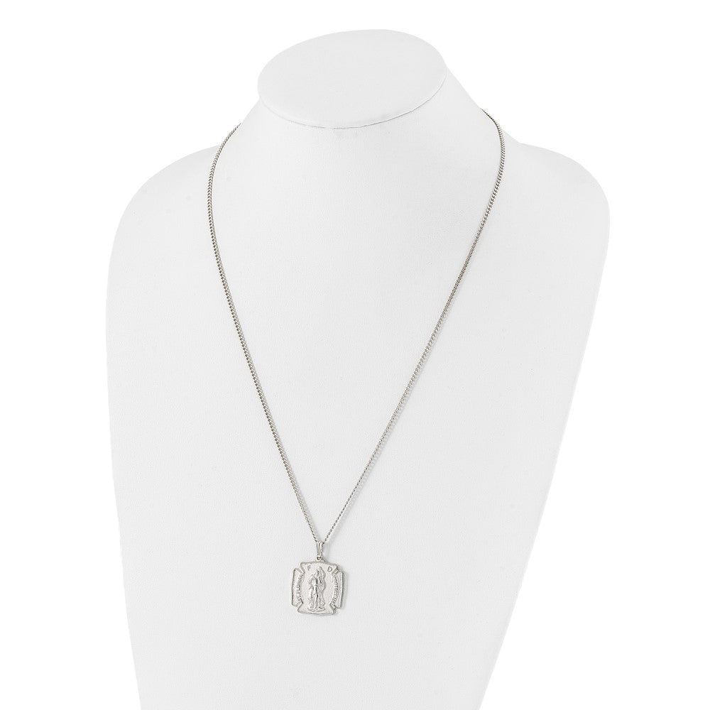 Fashion Kelly Waters Rhodium Plated St. Florian Medal 24 Inch Necklace