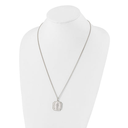 Fashion Kelly Waters Rhodium Plated St. Florian Medal 24 Inch Necklace