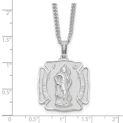 Fashion Kelly Waters Rhodium Plated St. Florian Medal 24 Inch Necklace