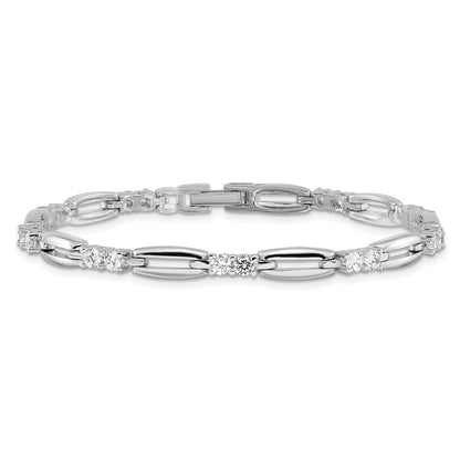 Fashion Kelly Waters Rhodium Plated Cz Link 7.25 Inch Bracelet