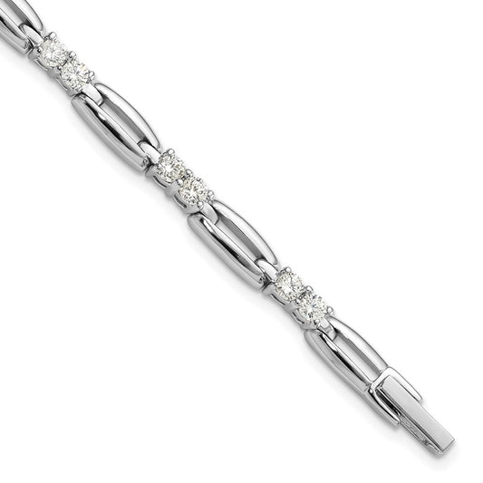 Fashion Kelly Waters Rhodium Plated Cz Link 7.25 Inch Bracelet