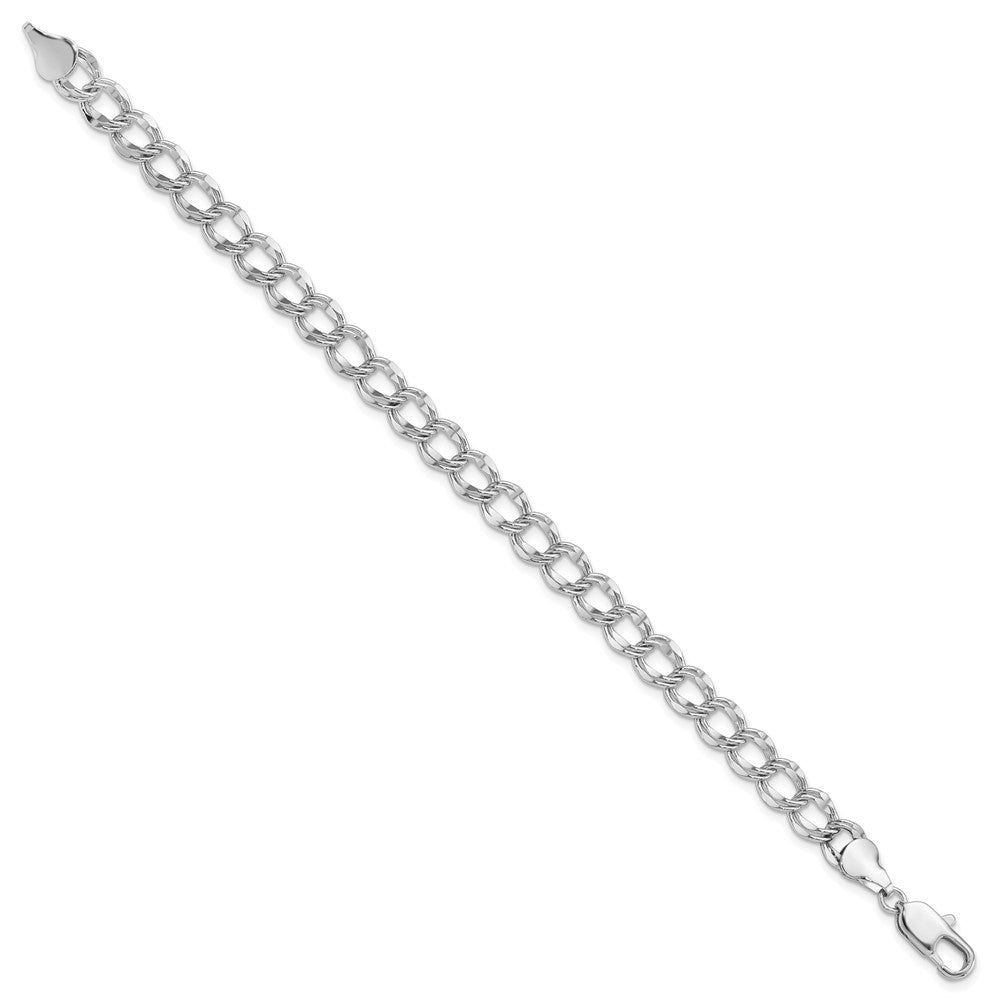 Fashion Kelly Waters Rhodium Plated 6.5mm Double Link Charm 7.25 Inch Bracelet