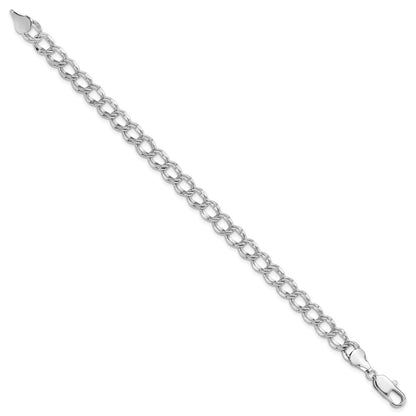 Fashion Kelly Waters Rhodium Plated 6.5mm Double Link Charm 7.25 Inch Bracelet