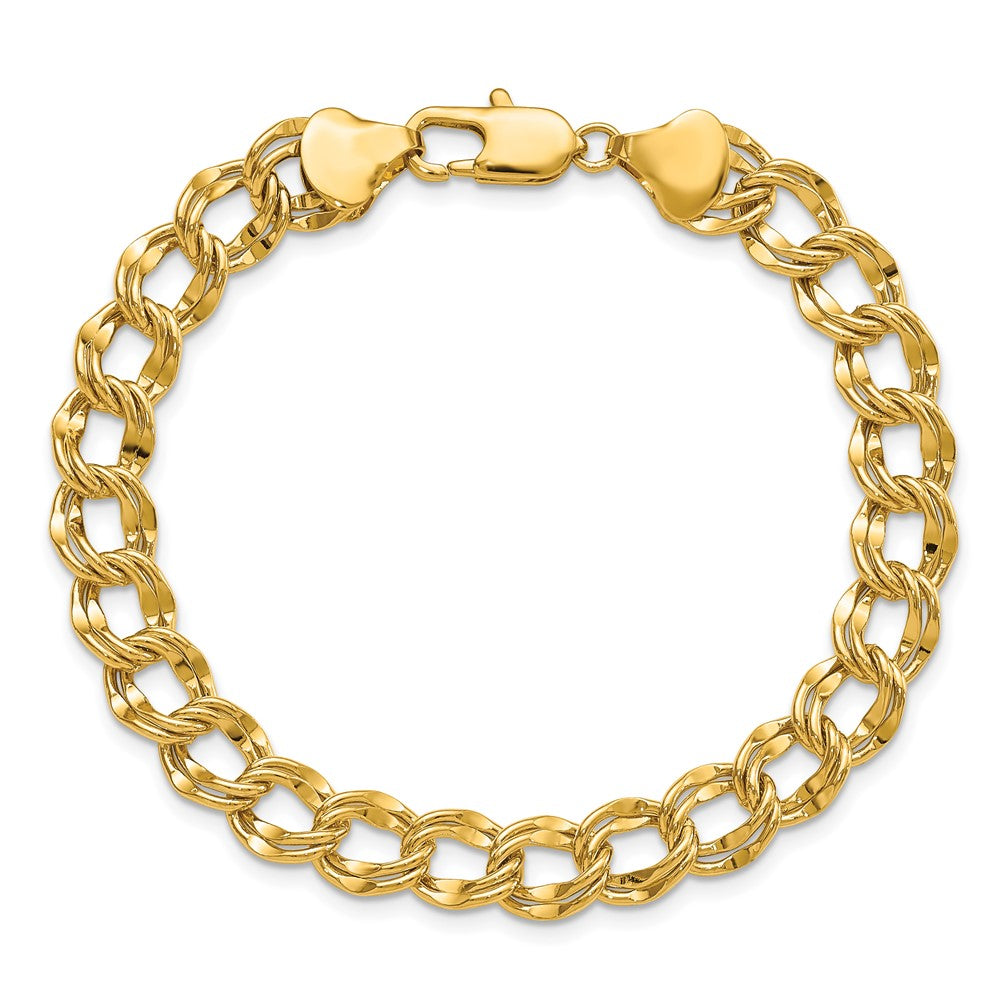 Fashion Kelly Waters Gold Plated 8mm Double Link Charm 8.25 Inch Bracelet
