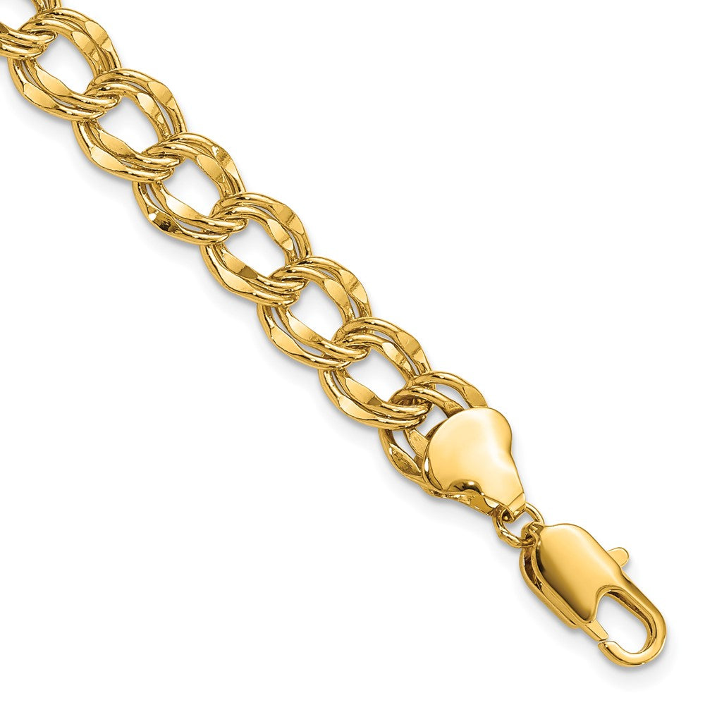 Fashion Kelly Waters Gold Plated 8mm Double Link Charm 8.25 Inch Bracelet