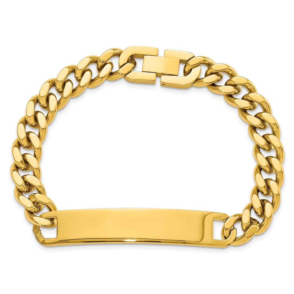Stainless Steel Kelly Waters Yellow Pvd Plated 8.25 Inch Engravable Id Bracelet