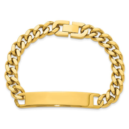 Stainless Steel Kelly Waters Yellow Pvd Plated 8.25 Inch Engravable Id Bracelet
