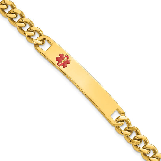 Stainless Steel Kelly Waters Yellow Pvd Plated Red Epoxy Medical Id 7.25 Inch Engravable Bracelet