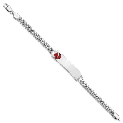 Stainless Steel Kelly Waters Red Epoxy Medical Id 8.25 Inch Engravable Bracelet